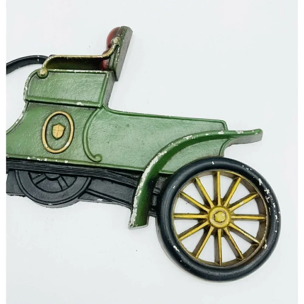 Vintage SEXTON Cast Metal Antique Car Wall Hanging Green Convertible